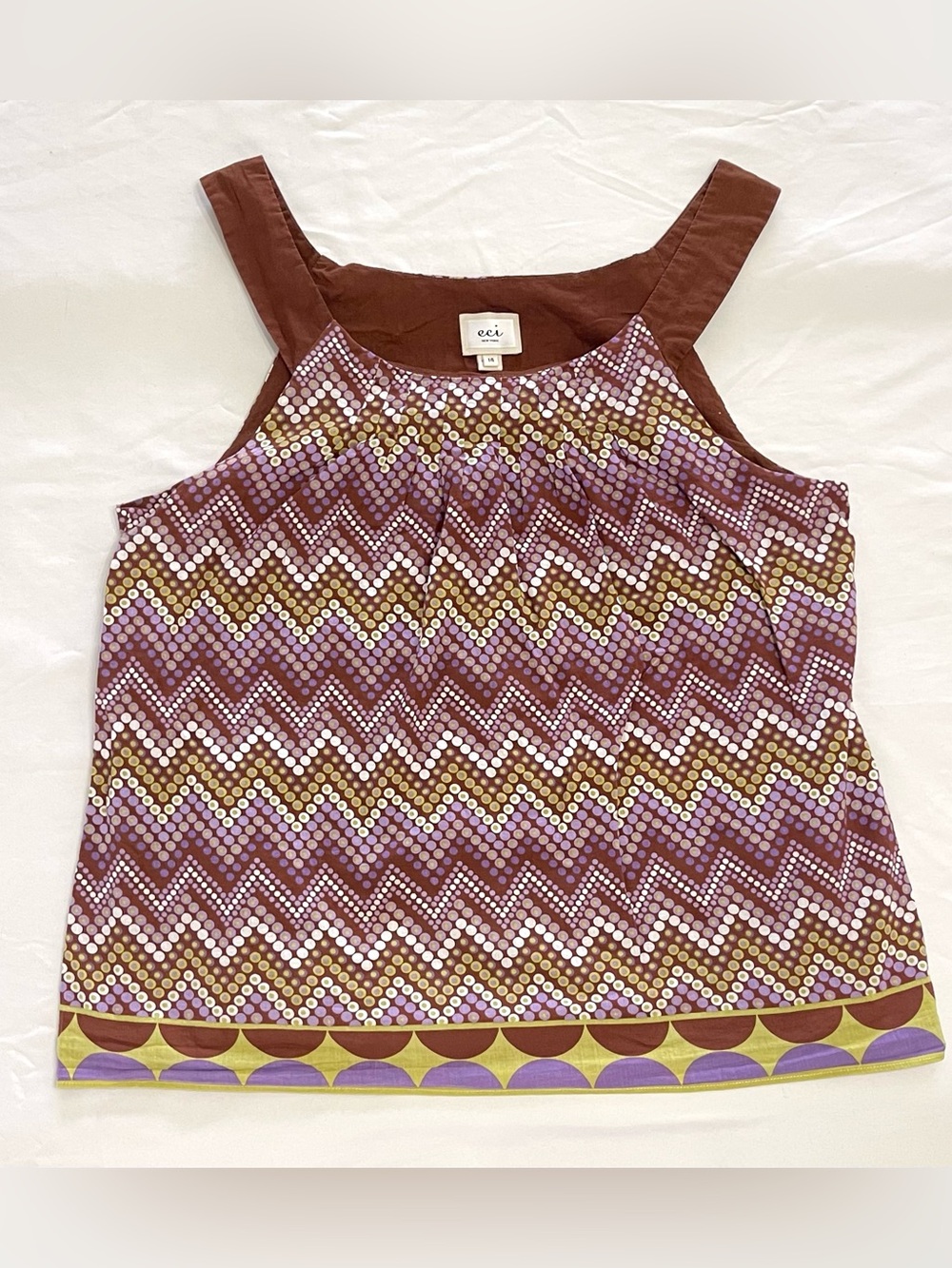 Polkadot Chevron Tank Top Shirt by eci Women’s Large Y2K Retro